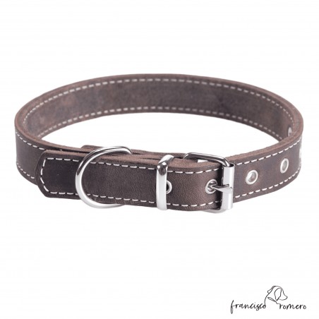 Collar de piel de vaquetilla Marrón Personalizado