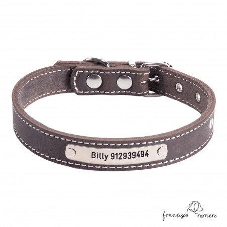 Collar de piel de vaquetilla Marrón Personalizado