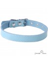 Collar de piel de vaquetilla Celeste para perro