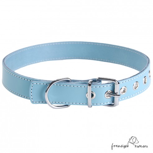 Collar de piel de vaquetilla Celeste...