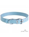Collar de piel de vaquetilla Celeste Personalizado para perro
