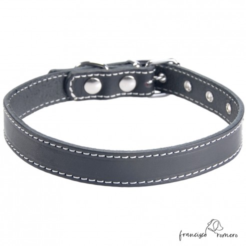 Collar de piel de vaquetilla Negro