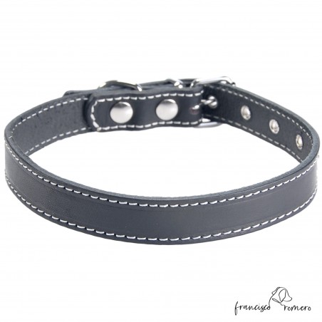 Collar de piel de vaquetilla Negro