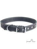 Collar de piel de vaquetilla Negro para perro