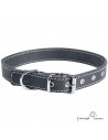 Collar de piel de vaquetilla Negro Personalizado para perro