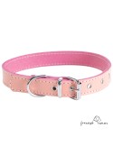 Collar de piel de vaquetilla Rosa para perro