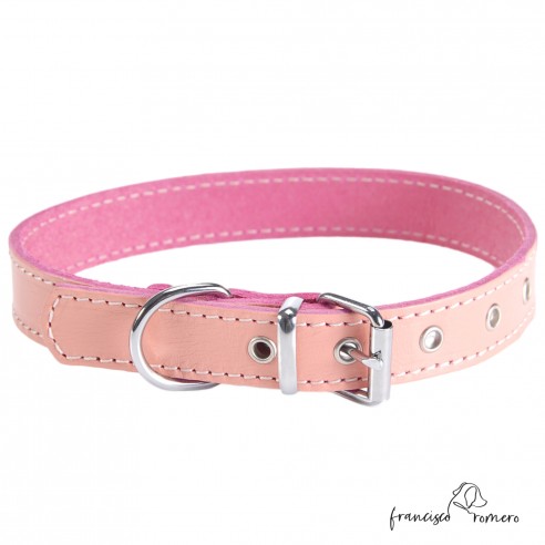 Collar de piel de vaquetilla Rosa...