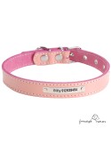 Collar de piel de vaquetilla Rosa Personalizado para perro