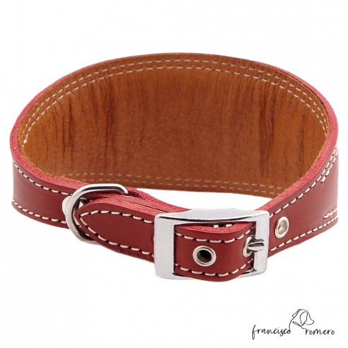 Collar para Galgo Liso Plata Burdeos