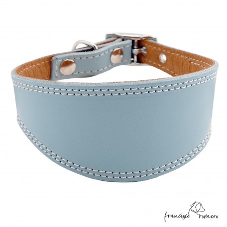 Collar para Galgo Liso Plata Celeste
