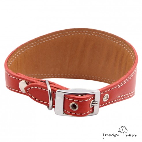 Collar para Galgo Liso Plata Rojo