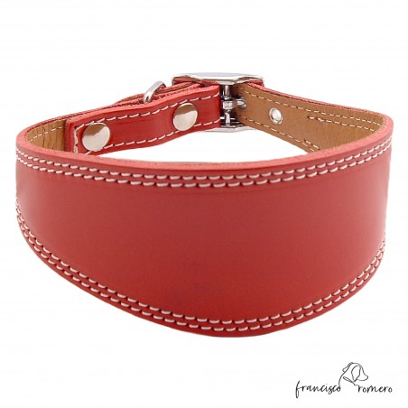 Collar para Galgo Liso Plata Rojo