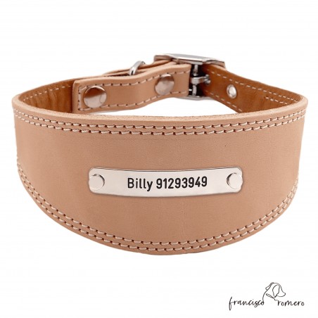 Collar para Galgo personalizado Plata Natural