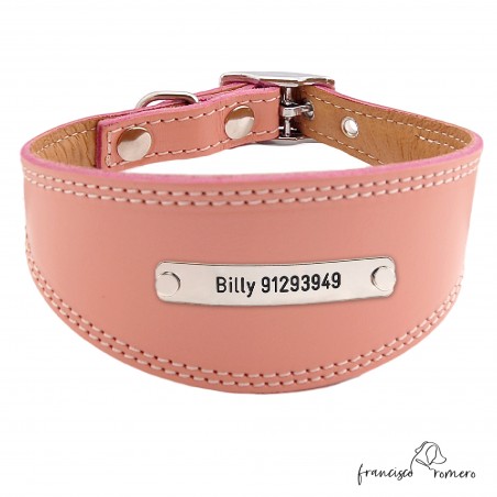 Collar para Galgo personalizado Plata Rosa