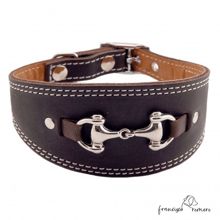 Collar para Galgo Estribo Plata Marrón