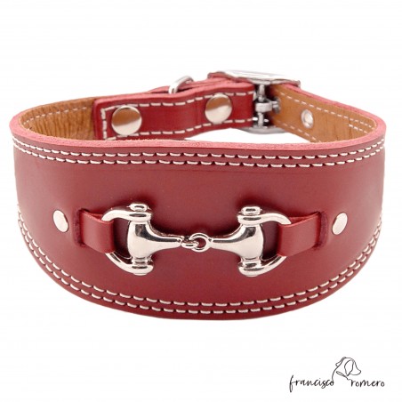 Collar para Galgo Estribo Plata Burdeos