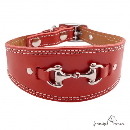 Collar para Galgo Estribo Plata Rojo