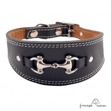Collar para Galgo Estribo Plata Negro