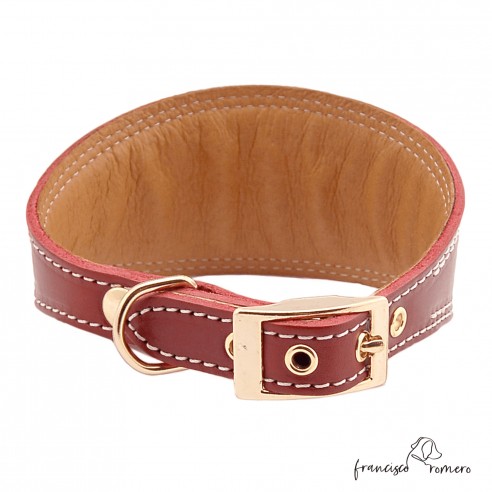 Collar para Galgo Liso Oro Burdeos