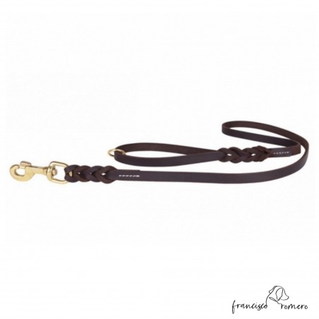 Correa Exposición 1,3 cm Trenzada y Cosida Dorado Marrón para perros