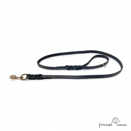 Correa Exposición 1,3 cm Trenzada y Cosida Dorado Negra