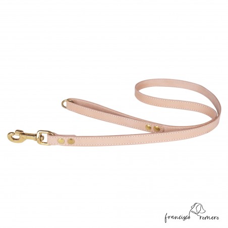 Correa para perros piel vaquetilla herrajes de latón Natural