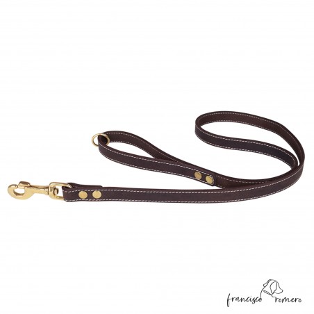 Correa para perros piel vaquetilla herrajes de latón Marrón