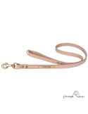 Correa para perros piel vaquetilla latón personalizada Natural