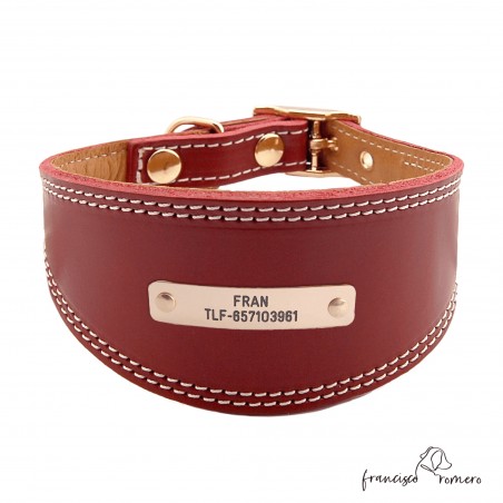 Collar para Galgo personalizado Oro Burdeos