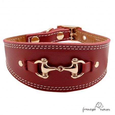 Collar para Galgo Estribo Oro Burdeos