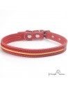 Collar de piel de vaquetilla con bandera de España Rojo para perro