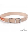 Collar piel vaquetilla bandera España Personalizado Natural para perro