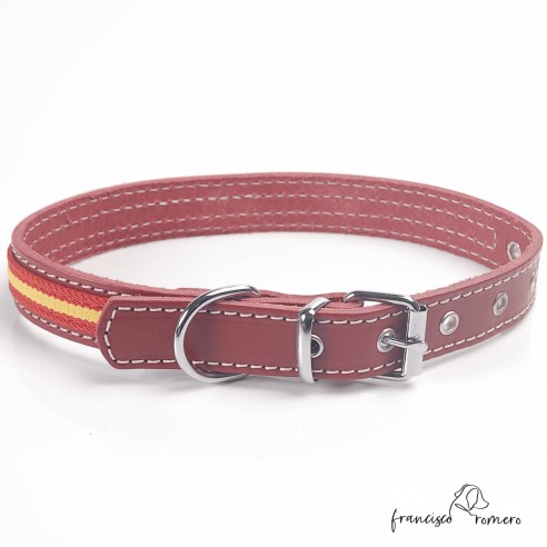 Collar de piel con bandera de España...