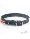 Collar piel vaquetilla bandera España Personalizado Negro para perro