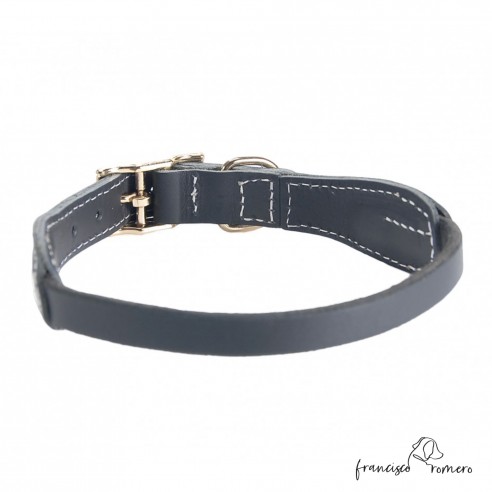 Collar cuero 10x4 con hebilla Negro