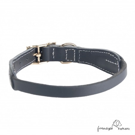 Collar cuero 10x4 con hebilla Negro