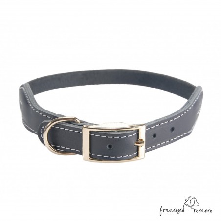 Collar cuero 10x4 con hebilla Negro