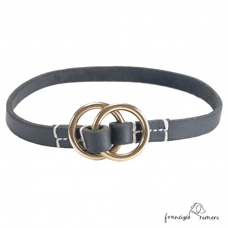 Collar corrector 10x4 piel con anillas Negro