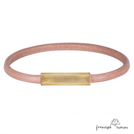 Collar Redondo Piel 8 mm Natural para perro