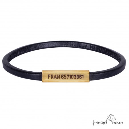 Collar Redondo Piel 8 mm Personalizado Negro para perro