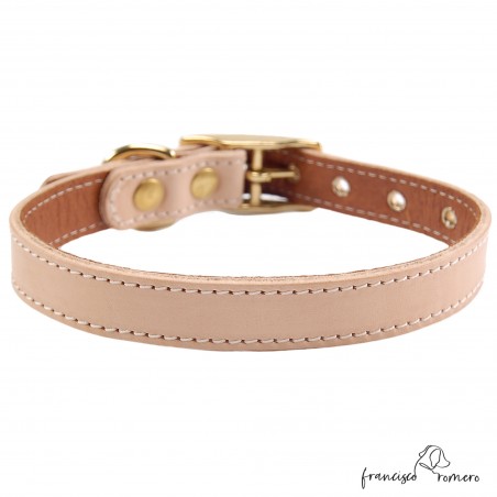 Collar doble piel de vaquetilla con herrajes de latón Natural