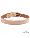 Collar doble piel de vaquetilla con herrajes latón Natural para perro