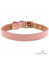 Collar doble piel de vaquetilla con herrajes de latón Rosa para perro