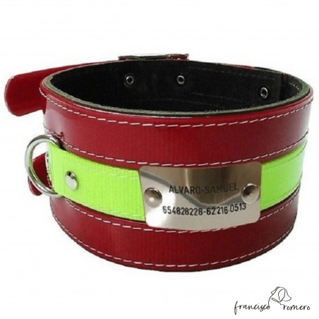 Collar para perros de rehala 7,5 cm con chapa identificativa