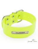 Collar Biothane Gold ancho cinta 3,8 cm Personalizado amarillo