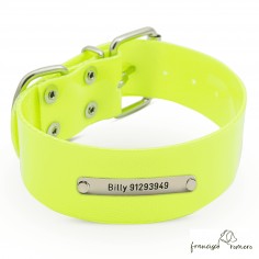 Collar Biothane Gold ancho cinta 3,8 cm Personalizado amarillo