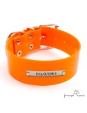 Collar Biothane Gold ancho cinta 3,8 cm Personalizado naranja