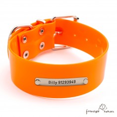 Collar Biothane Gold ancho cinta 3,8 cm Personalizado naranja