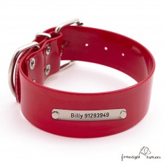Collar Biothane Gold ancho cinta 3,8 cm Personalizado rojo