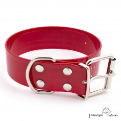 Collar Biothane Gold ancho cinta 3,8 cm Personalizado rojo 2